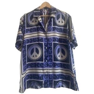 Urban Outfitters Liam Souvenir Blue Button Down Shirt